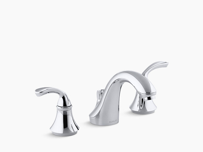 K 10269 4 Forte Sculpted Widespread Commercial Bathroom Sink Faucet With Metal Drain Red Blue Indexing And Vandal Resistant Aerator Kohler